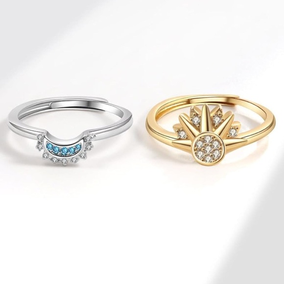 Gold and Silver Sun and Moon Adjustable Ring Set NWT - Picture 3 of 4